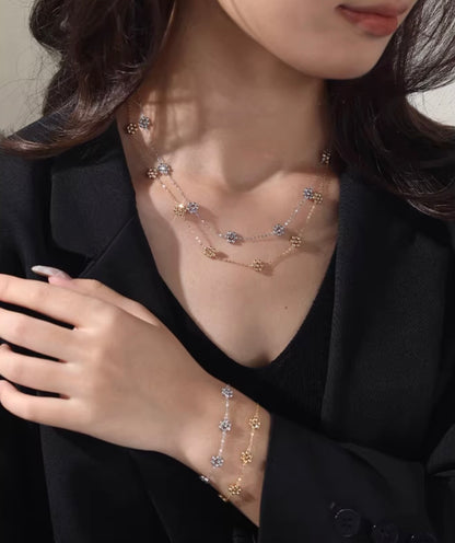 K18YG WG デイジーフラワー ステーションブレスレット カットボール 18K 花 フローラル キラキラ