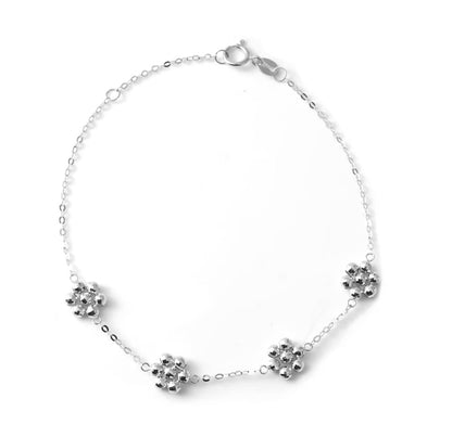 K18YG WG デイジーフラワー ステーションブレスレット カットボール 18K 花 フローラル キラキラ