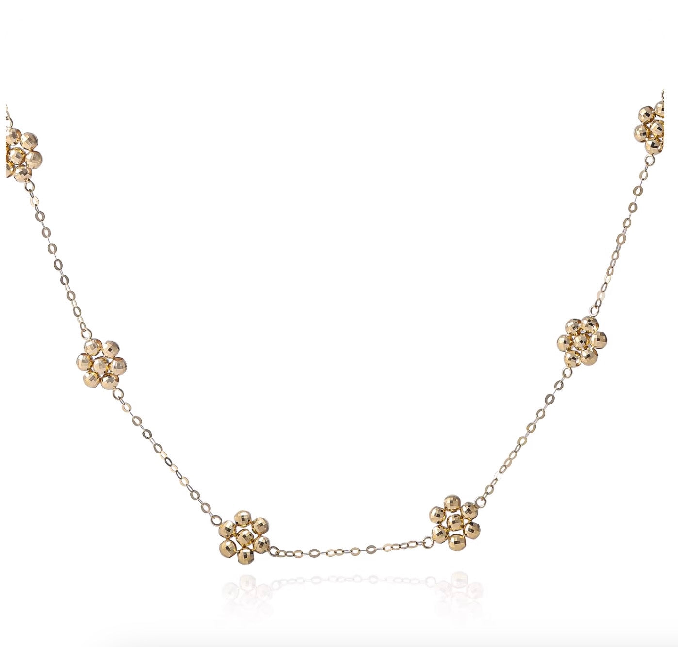 K18YG WG デイジーフラワー ステーションネックレス カットボール 18K 花 フローラル キラキラ