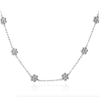 K18YG WG デイジーフラワー ステーションネックレス カットボール 18K 花 フローラル キラキラ