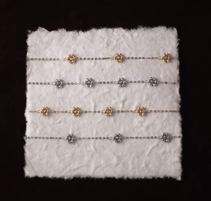 K18YG WG デイジーフラワー ステーションネックレス カットボール 18K 花 フローラル キラキラ