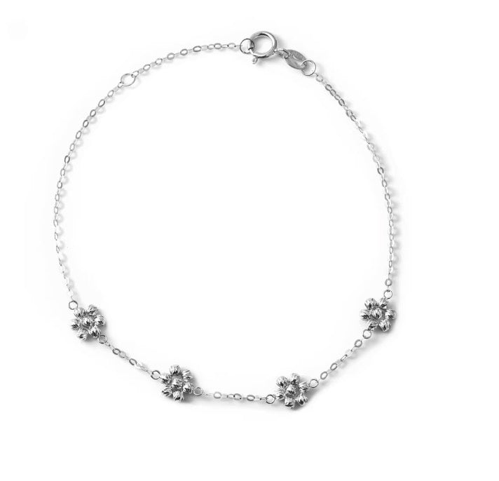 K18YG WG デイジーフラワー ステーションブレスレット カットボール 18K 花 フローラル キラキラ
