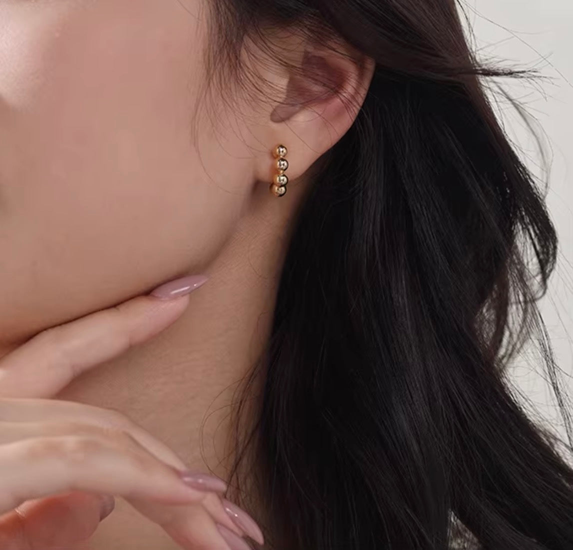 K18YG イヤーカフ 18k イエローゴールド ノンホールピアス ポンデリング ボール リング シングルピアス 片耳用 中空