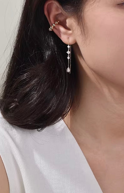 K18YG イヤーカフ 18k イエローゴールド ノンホールピアス ポンデリング ボール リング シングルピアス 片耳用 中空