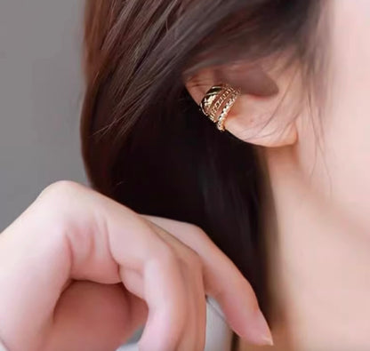 K18YG イヤーカフ 3連 18k イエローゴールド キルティング 三連 リング型 片耳用 X 模様 中空