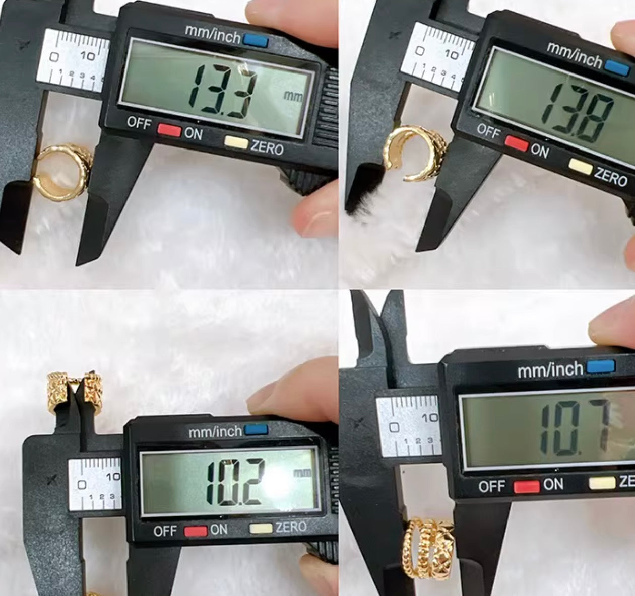 K18YG イヤーカフ 3連 18k イエローゴールド キルティング 三連 リング型 片耳用 X 模様 中空