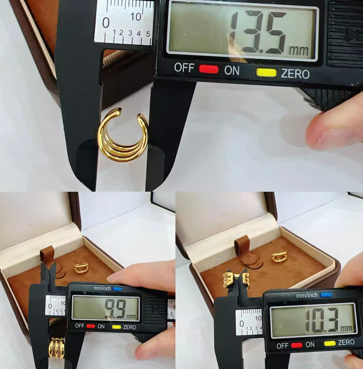 K18YG イヤーカフ 3連 18k イエローゴールド 三連 シングル 片耳用 中空 メンズ レディース