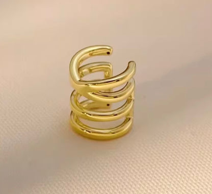 K18YG WG イヤーカフ 3連 18k イエローゴールド ホワイトゴールド シングル 片耳用 ツイスト X メンズ レディース 中空