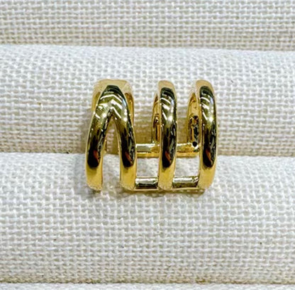 K18YG WG イヤーカフ 3連 18k イエローゴールド ホワイトゴールド シングル 片耳用 ツイスト X メンズ レディース 中空