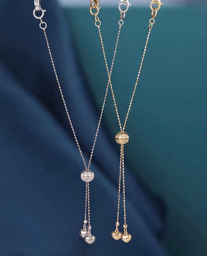 K18YG WG PG ブレスレット カットボールチェーン ハートチャーム スライド式アジャスター 18k 18金 イエローゴールド ホワイトゴールド 引き輪
