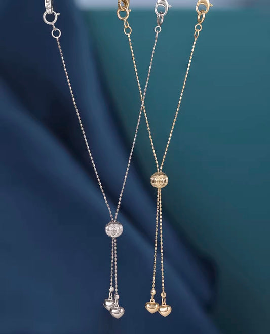 K18YG WG PG ブレスレット カットボールチェーン ハートチャーム スライド式アジャスター 18k 18金 イエローゴールド ホワイトゴールド 引き輪
