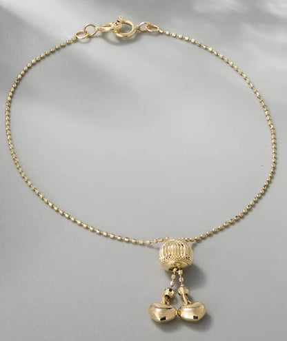 K18YG WG PG ブレスレット カットボールチェーン ハートチャーム スライド式アジャスター 18k 18金 イエローゴールド ホワイトゴールド 引き輪