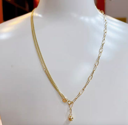 K18YG 喜平ネックレス ペーパークリップブレスレット 18K 2連 ミックスチェーン