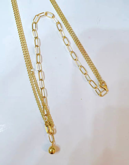 K18YG 喜平ネックレス ペーパークリップブレスレット 18K 2連 ミックスチェーン