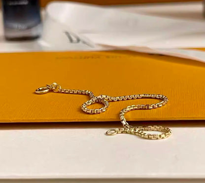 K18YG ボックスチェーン ベネチアンチェーン ブレスレット メンズ レディース 18k