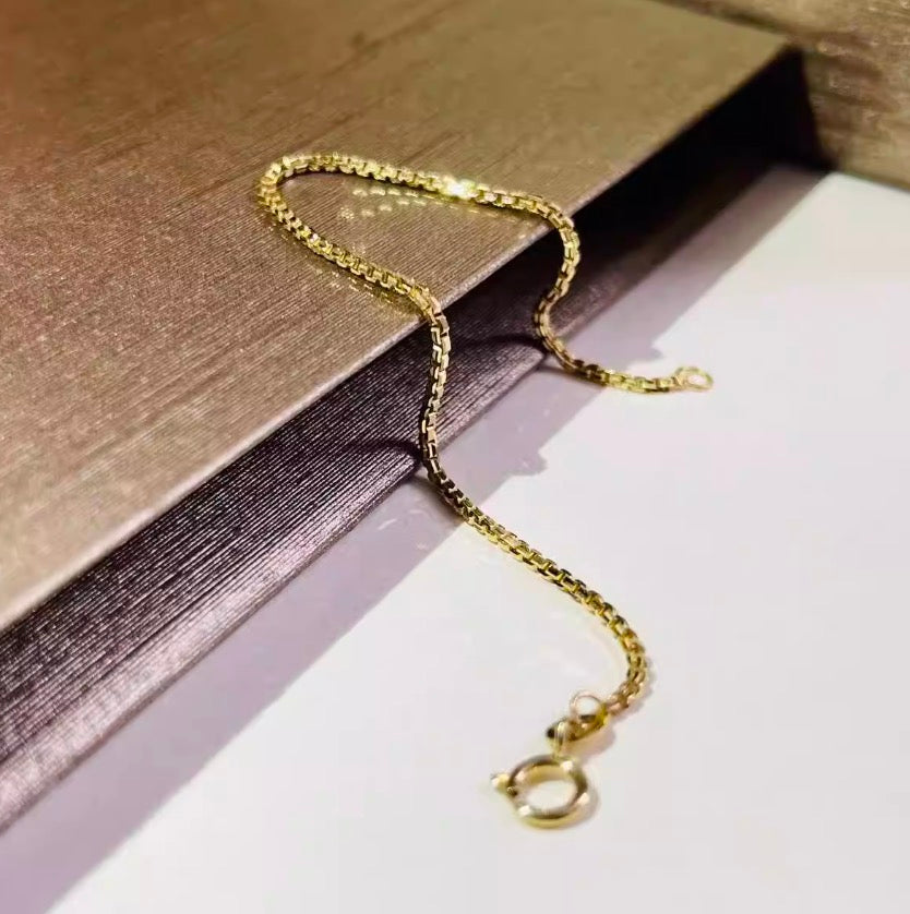 K18YG ボックスチェーン ベネチアンチェーン ブレスレット メンズ レディース 18k