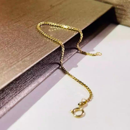 K18YG ボックスチェーン ベネチアンチェーン ブレスレット メンズ レディース 18k