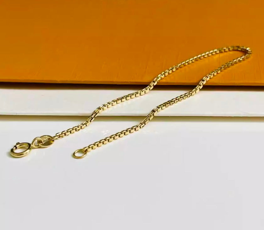 K18YG ボックスチェーン ベネチアンチェーン ブレスレット メンズ レディース 18k
