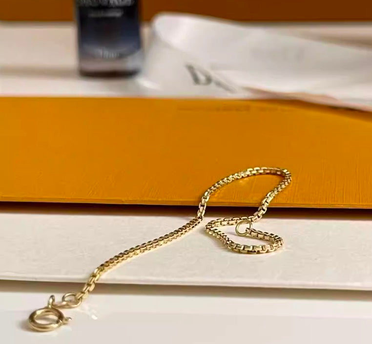 K18YG ボックスチェーン ベネチアンチェーン ブレスレット メンズ レディース 18k