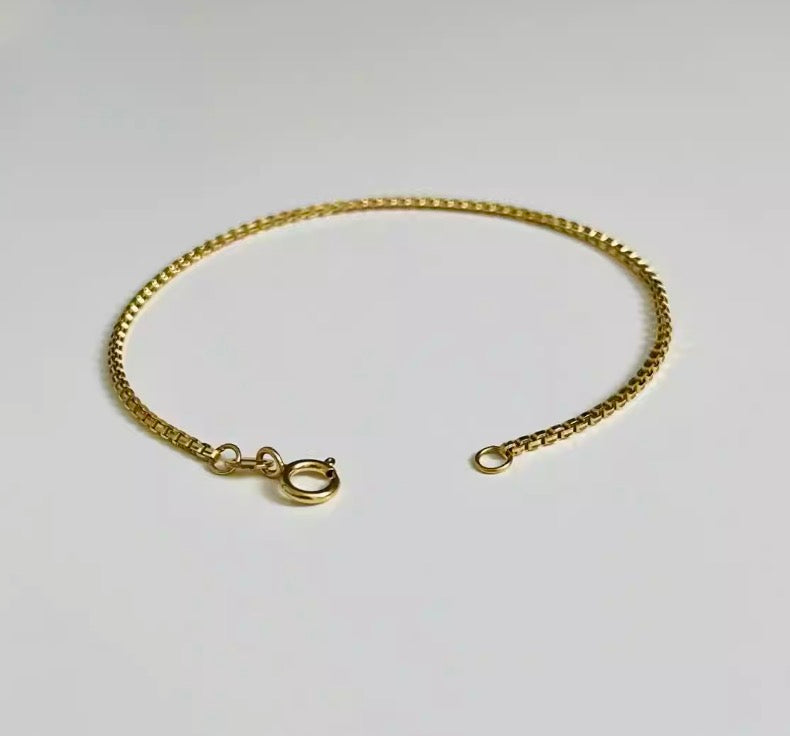 K18YG ボックスチェーン ベネチアンチェーン ブレスレット メンズ レディース 18k