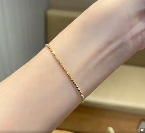 K18YG ボックスチェーン ベネチアンチェーン ブレスレット メンズ レディース 18k