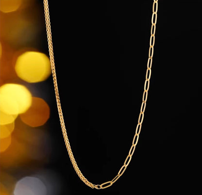 K18YG WG PG ミックスチェーン ネックレス コンビチェーン デザインチェーン 18K オーバルチェーン ペーパークリップ ショパンチェーン