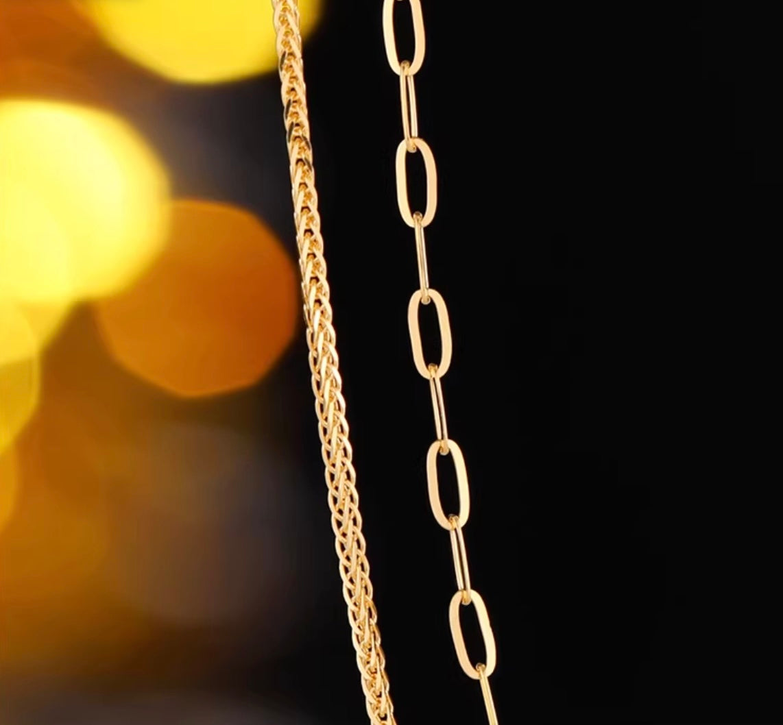 K18YG WG PG ミックスチェーン ネックレス コンビチェーン デザインチェーン 18K オーバルチェーン ペーパークリップ ショパンチェーン