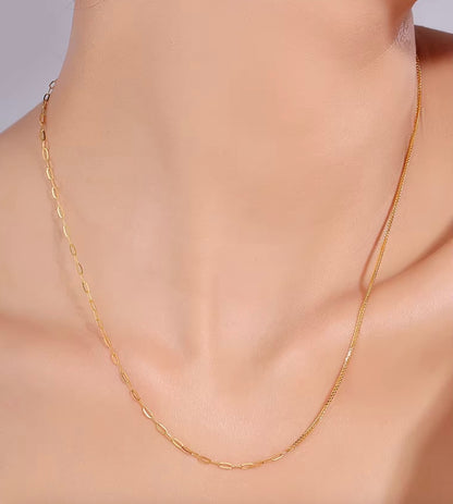 K18YG WG PG ミックスチェーン ネックレス コンビチェーン デザインチェーン 18K オーバルチェーン ペーパークリップ ショパンチェーン