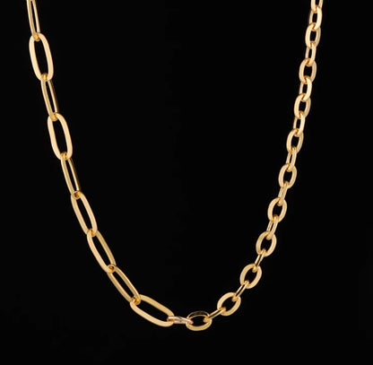 K18YG WG PG ミックスチェーン ネックレス コンビチェーン デザインチェーン 18K オーバルチェーン あずきチェーン ペーパークリップ