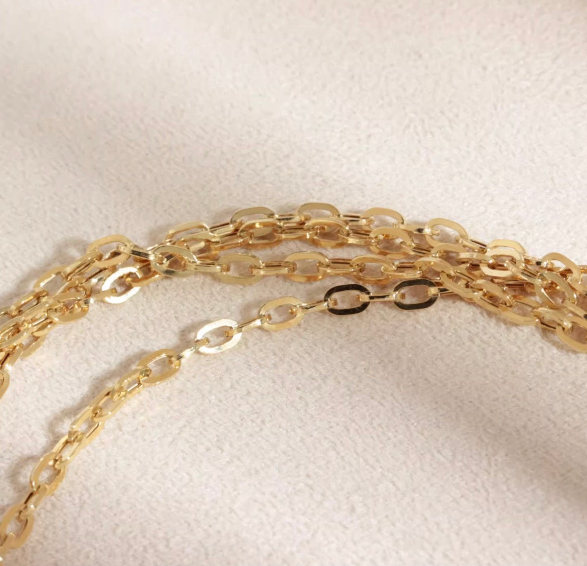 K18YG オーバルチェーン ペーパークリップチェーンパーツ ネックレス 18K ロングあずきチェーン 太め 3mm 中空