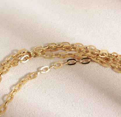 K18YG オーバルチェーン ペーパークリップチェーンパーツ ネックレス 18K ロングあずきチェーン 太め 3mm 中空