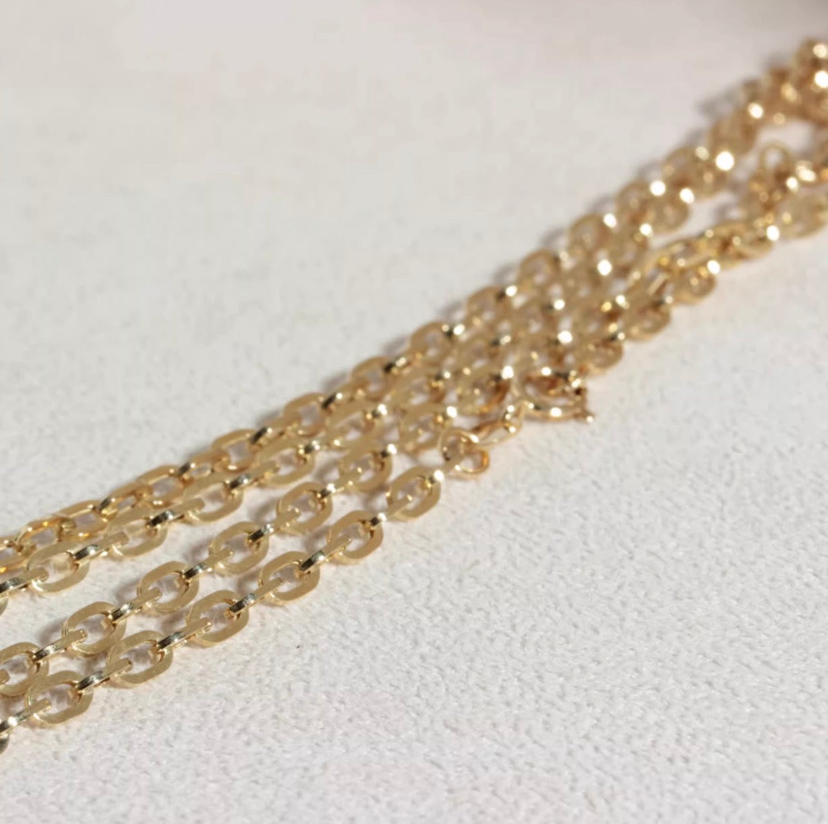 K18YG オーバルチェーン ペーパークリップチェーンパーツ ネックレス 18K ロングあずきチェーン 太め 3mm 中空