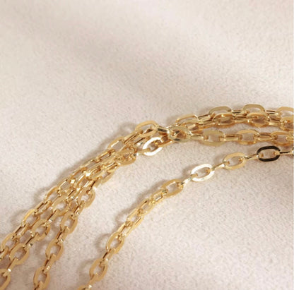 K18YG オーバルチェーン ペーパークリップチェーンパーツ ネックレス 18K ロングあずきチェーン 太め 3mm 中空