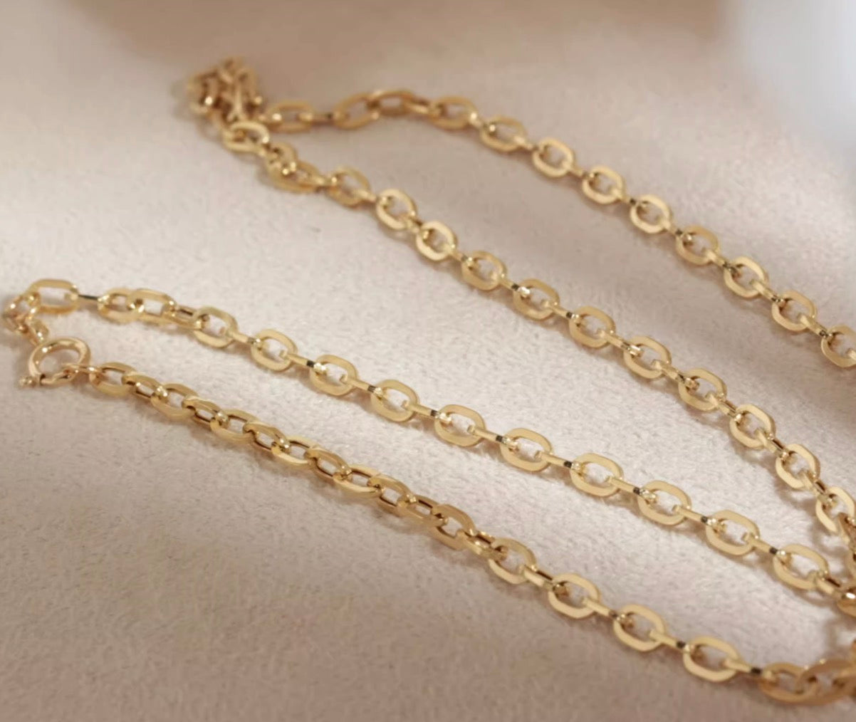 K18YG オーバルチェーン ペーパークリップチェーンパーツ ネックレス 18K ロングあずきチェーン 太め 3mm 中空