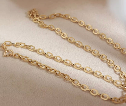 K18YG オーバルチェーン ペーパークリップチェーンパーツ ネックレス 18K ロングあずきチェーン 太め 3mm 中空