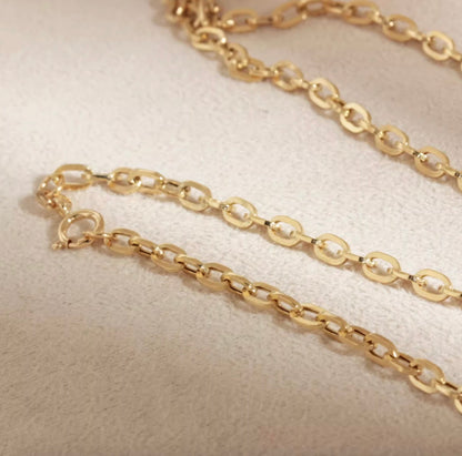 K18YG オーバルチェーン ペーパークリップチェーンパーツ ネックレス 18K ロングあずきチェーン 太め 3mm 中空