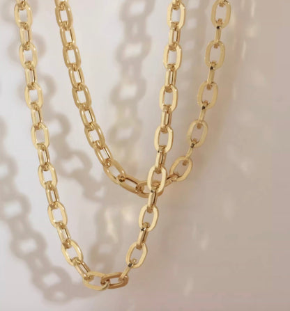 K18YG オーバルチェーン ペーパークリップチェーンパーツ ネックレス 18K ロングあずきチェーン 太め 3mm 中空