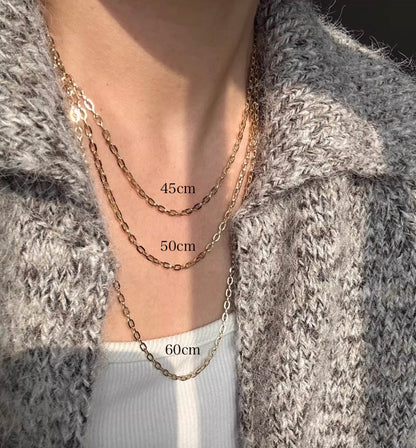 K18YG オーバルチェーン ペーパークリップチェーンパーツ ネックレス 18K ロングあずきチェーン 太め 3mm 中空