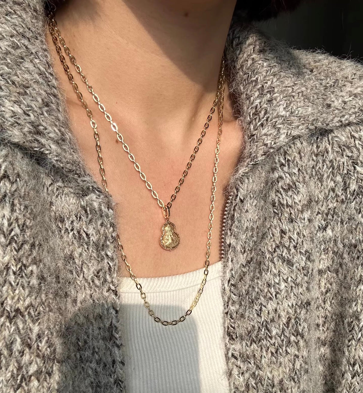 K18YG オーバルチェーン ペーパークリップチェーンパーツ ネックレス 18K ロングあずきチェーン 太め 3mm 中空