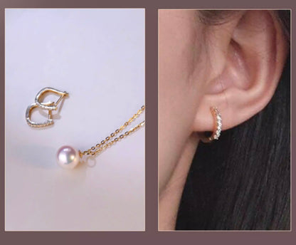 K18YG あこや真珠 2way ピアス リングピアス フープピアス 18K YG 揺れる akoya pearl  パール チャーム