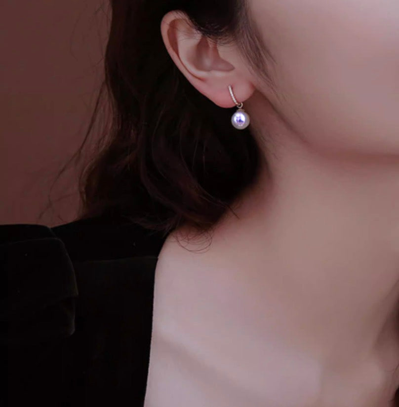 K18YG あこや真珠 2way ピアス リングピアス フープピアス 18K YG 揺れる akoya pearl  パール チャーム