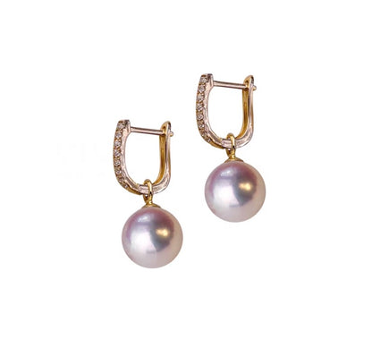 K18YG あこや真珠 2way ピアス リングピアス フープピアス 18K YG 揺れる akoya pearl  パール チャーム