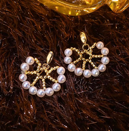 K18YG あこや真珠 ピアス スタッドピアス 揺れる 扇形 18K akoya pearl  丸い スマイル ベビーパール