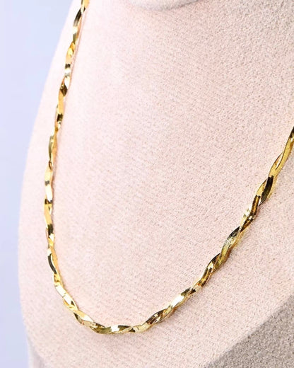 K18YG スネークチェーン ネックレス スクリュー ヘリンボーンチェーン 18K ツイスト ロープ メンズ レディース