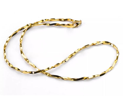 K18YG スネークチェーン ネックレス スクリュー ヘリンボーンチェーン 18K ツイスト ロープ メンズ レディース