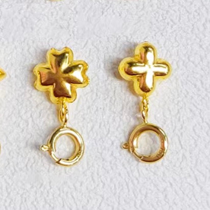 K18YG WG クローバー エンドパーツ ペンダント 引き輪 チャーム 18K 四ツ葉 ヒキワ