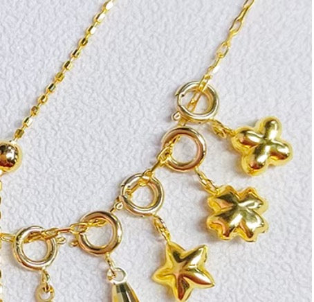 K18YG WG クローバー エンドパーツ ペンダント 引き輪 チャーム 18K 四ツ葉 ヒキワ