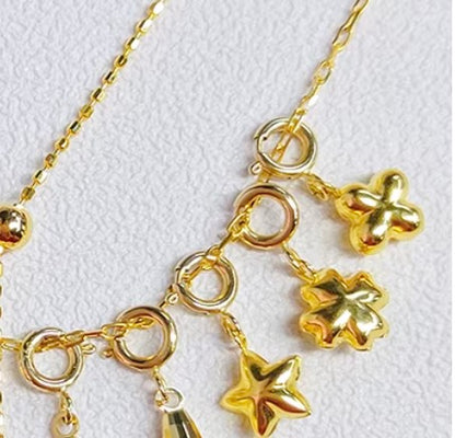 K18YG WG クローバー エンドパーツ ペンダント 引き輪 チャーム 18K 四ツ葉 ヒキワ