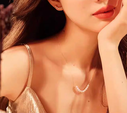 K18YG あこや真珠 ネックレス ペンダント スマイルアコヤ 18K パール V 小珠
