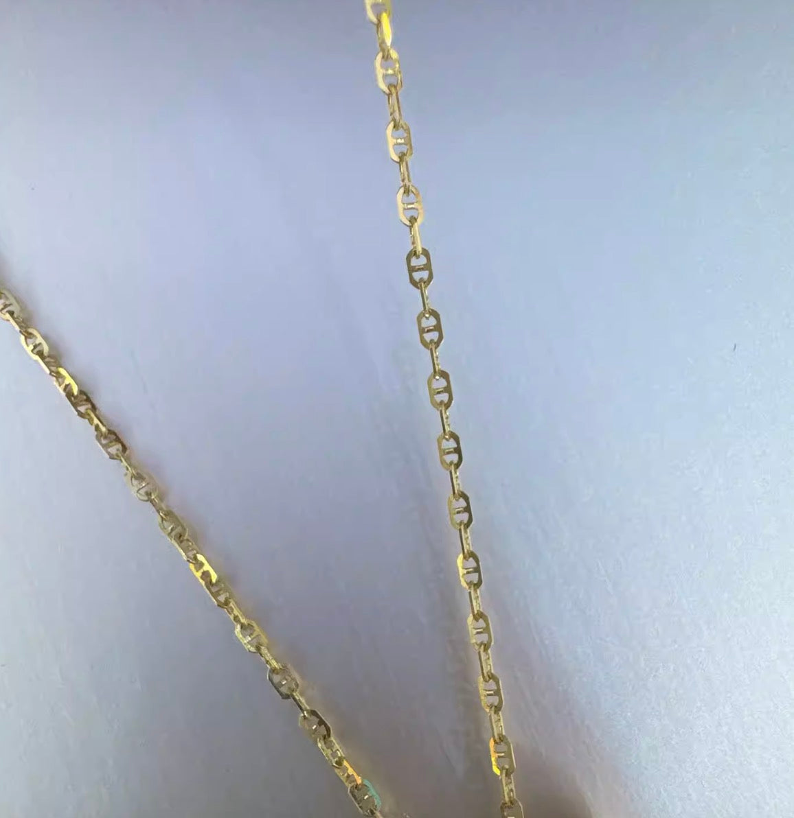 K18YG リボン ロングネックレス 2way スライド式アジャスター 18K フラットマリーナチェーン